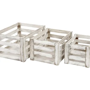 Houten doos MCW-C56 (set van 3), wit, shabby Houten doos MCW-C56 (set van 3), wit, shabby