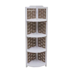 Hoekrek MCW-K85, wit, vlechtwerk bruin Hoekrek MCW-K85, wit, vlechtwerk bruin