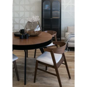 Houten stoel – walnoot/beige – PANIZE