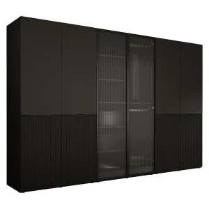 Kast: Grafietzwart / Gegroefd glas, 300 x 200 x 51 cm Kast: Grafietzwart / Gegroefd glas, 300 x 200 x 51 cm