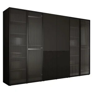 Kast: Gegroefd glas / Grafietzwart, 300 x 200 x 51 cm Kast: Gegroefd glas / Grafietzwart, 300 x 200 x 51 cm