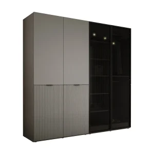 Kast: Platinagrijs / Zonwerend glas, 200 x 200 x 51 cm Kast: Platinagrijs / Zonwerend glas, 200 x 200 x 51 cm