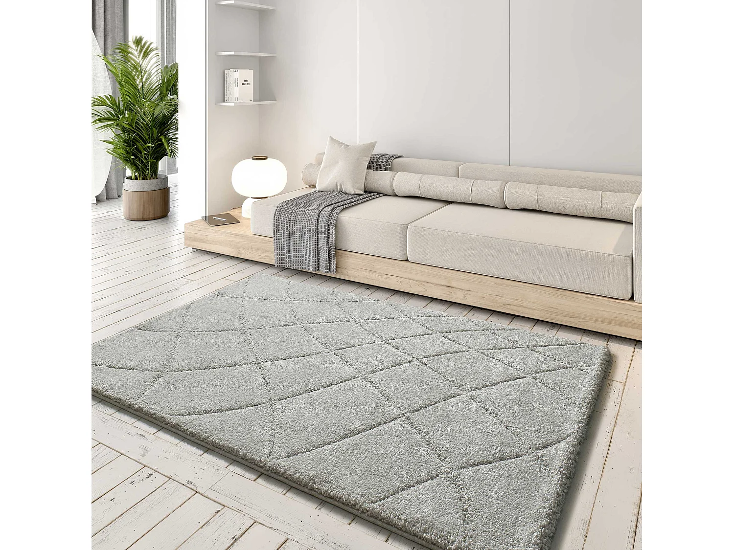 Hoogpolig tapijt - shaggy - zilverkleurig - 160x230 cm - MOLIER