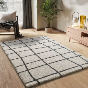 Hoogpolig tapijt – shaggy scandinavisch – wit – 160×230 cm – ATLAS