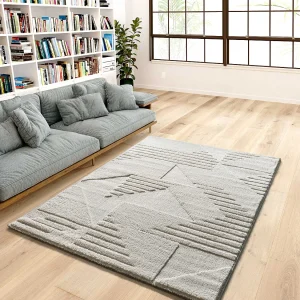 Hoogpolig tapijt – geometrisch – crème – 160×230 cm – NUMA Hoogpolig tapijt – geometrisch – crème – 160×230 cm – NUMA
