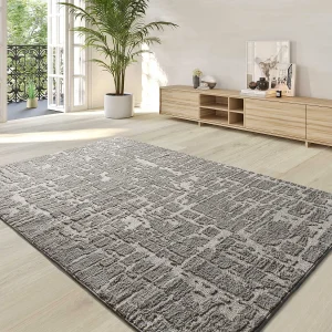 Hoogpolig tapijt – scandinavisch – zilverkleurig – 160×230 cm – LIMA