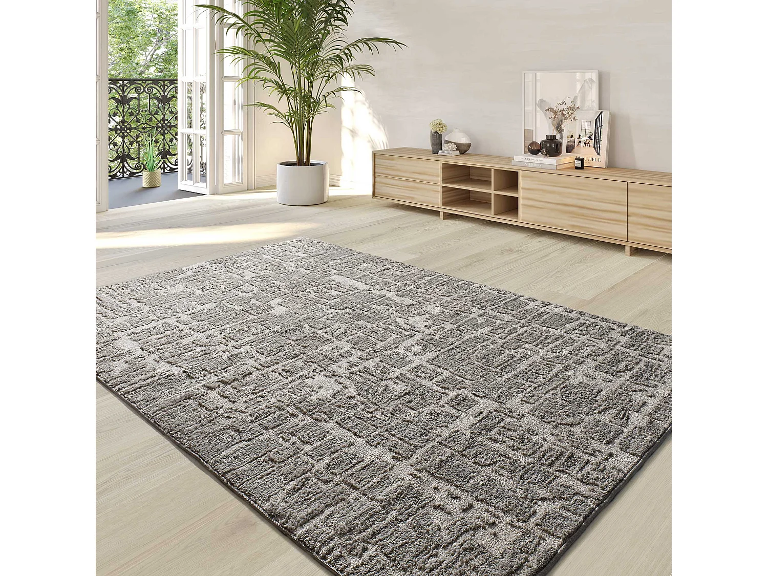 Hoogpolig tapijt - scandinavisch - zilverkleurig - 160x230 cm - LIMA