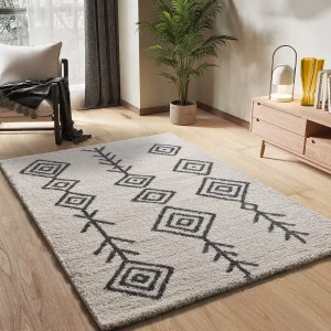 Hoogpolig tapijt – shaggy etnisch – wit – 80×150 cm – ATLAS Hoogpolig tapijt – shaggy etnisch – wit – 80×150 cm – ATLAS