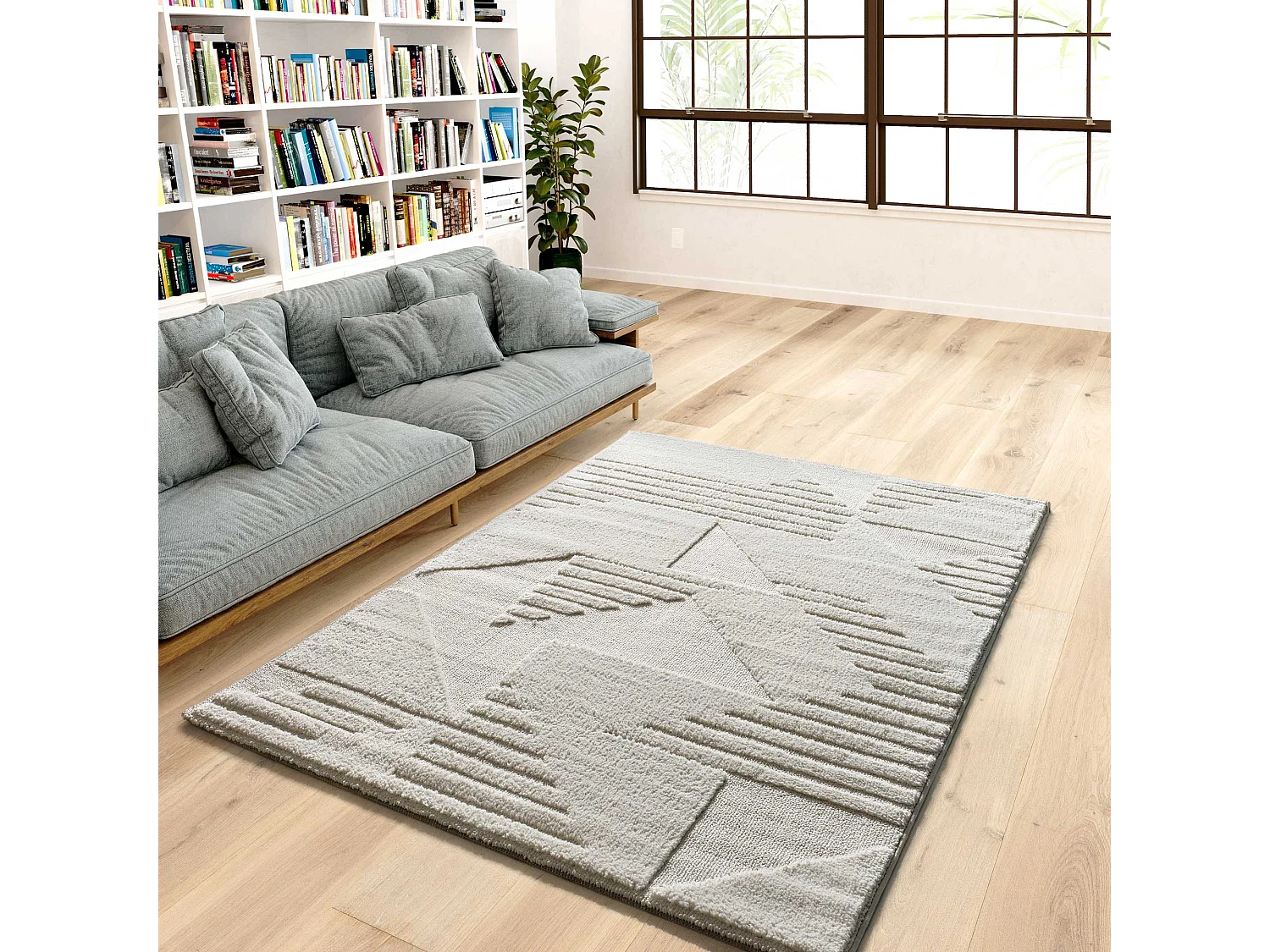 Hoogpolig tapijt - geometrisch - crème - 120x170 cm - NUMA