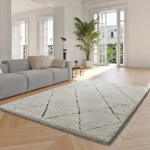 Hoogpolig tapijt – shaggy – crème – 160×230 cm – ATESA