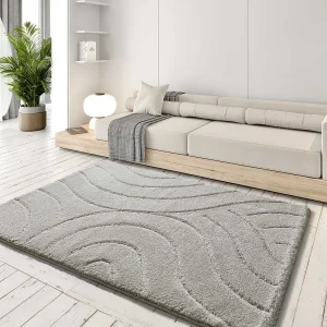 Hoogpolig tapijt – shaggy – zilverkleurig – 133×190 cm – MOLIER