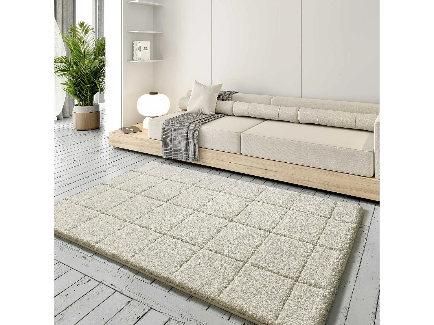 Hoogpolig tapijt - shaggy - wit - 80x150 cm - MOLIER