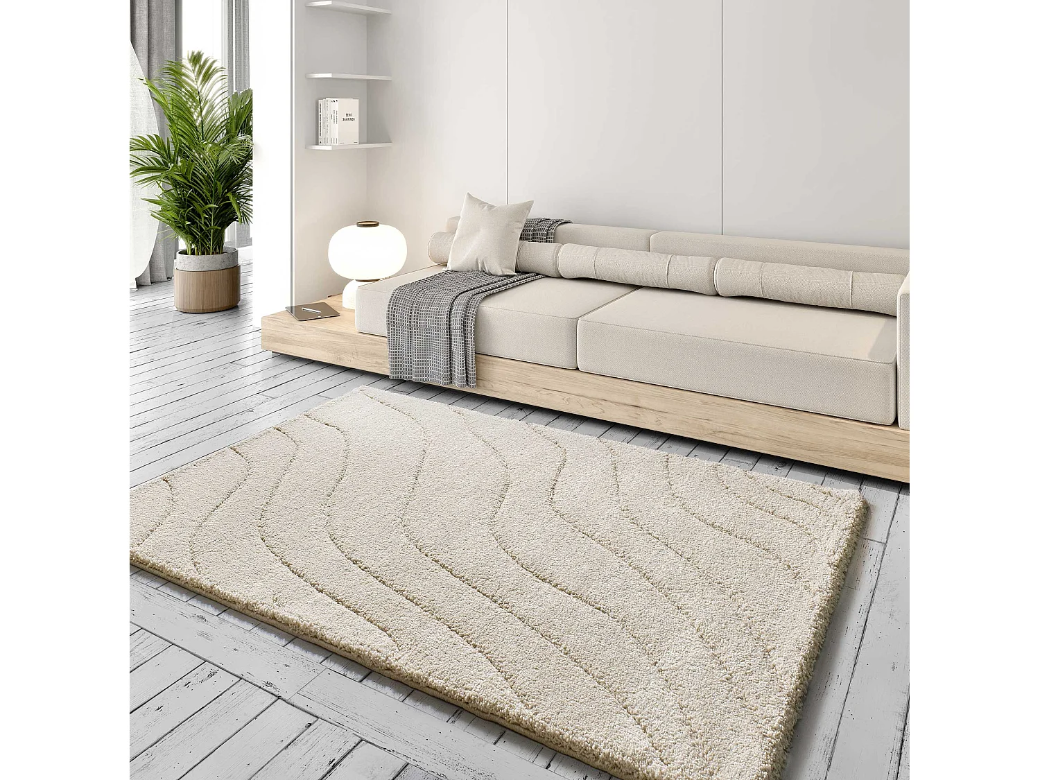 Hoogpolig tapijt - shaggy - wit - 160x230 cm - MOLIER