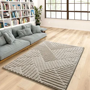 Hoogpolig tapijt – geometrisch – beige – 120×170 cm – NUMA Hoogpolig tapijt – geometrisch – beige – 120×170 cm – NUMA