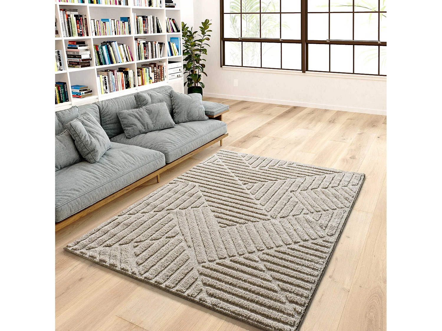 Hoogpolig tapijt - geometrisch - beige - 120x170 cm - NUMA