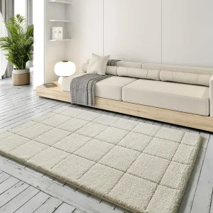 Hoogpolig tapijt – shaggy – wit – 60×120 cm – MOLIER