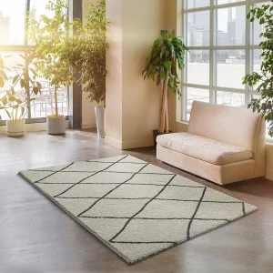 Hoogpolig tapijt – etnisch – wit – 80×150 cm – ATLAS Hoogpolig tapijt – etnisch – wit – 80×150 cm – ATLAS