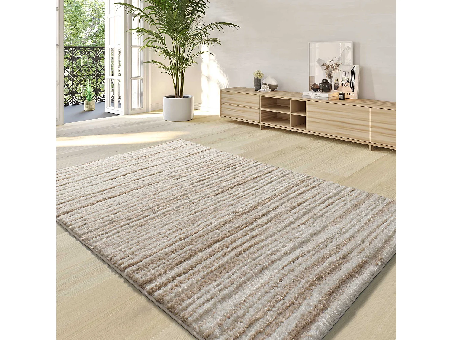 Hoogpolig tapijt - scandinavisch - beige - 120x170 cm - LIMA