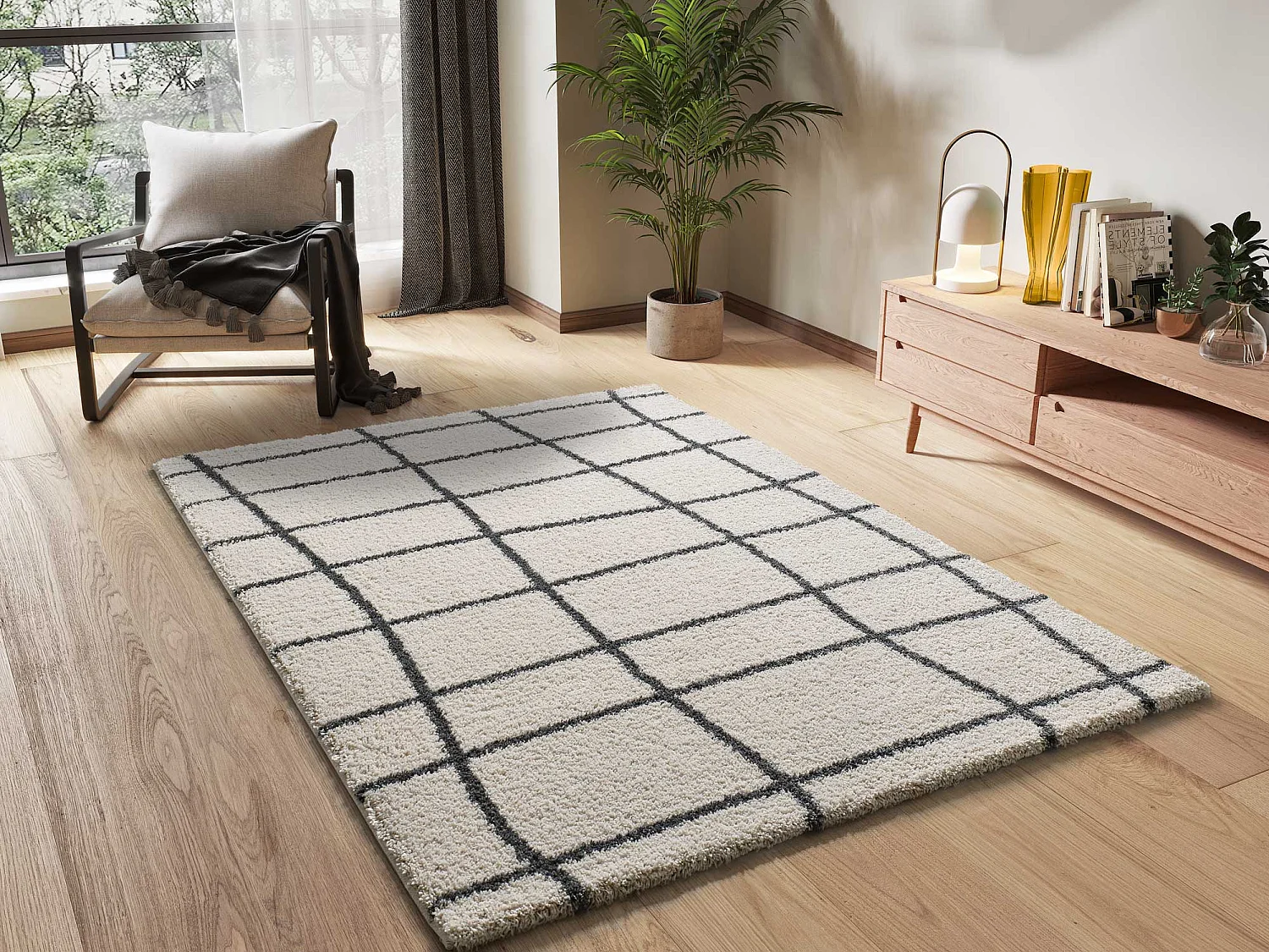 Hoogpolig tapijt - shaggy scandinavisch - wit - 133x190 cm - ATLAS