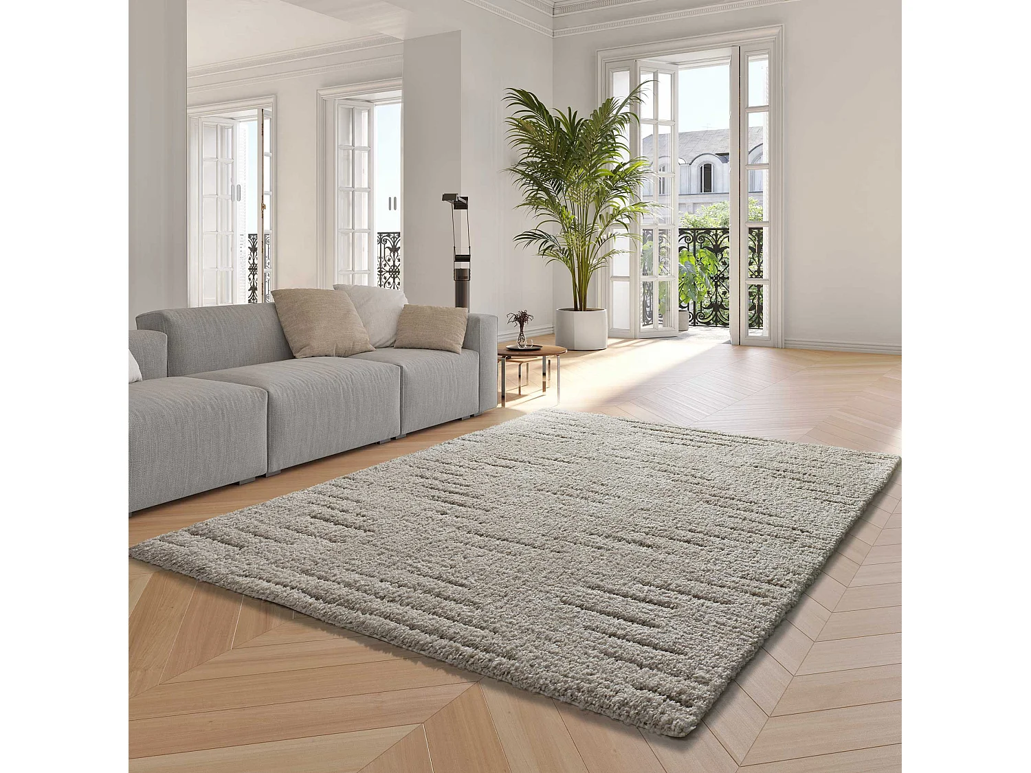 Hoogpolig tapijt - shaggy - crème - 160x230 cm - ATESA