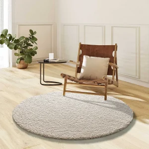 Hoogpolig tapijt – glad – wit – D.130 cm – NORGE Hoogpolig tapijt – glad – wit – D.130 cm – NORGE