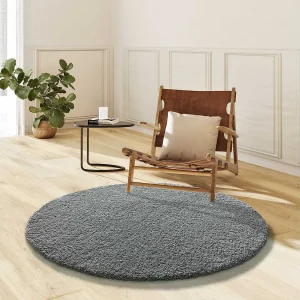 Hoogpolig tapijt – glad – zilverkleurig – D.130 cm – NORGE Hoogpolig tapijt – glad – zilverkleurig – D.130 cm – NORGE