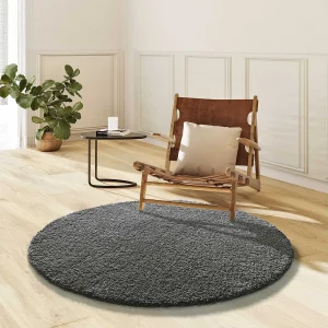 Hoogpolig tapijt – glad – antraciet – D.130 cm – NORGE Hoogpolig tapijt – glad – antraciet – D.130 cm – NORGE