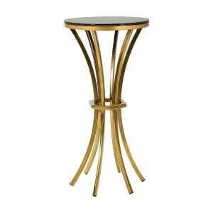 Hoge tafel van metaal en glas in goud en zwart (Ø 40×81 cm) Hoge tafel van metaal en glas in goud en zwart (Ø 40×81 cm)