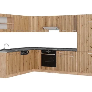 Hoekkeuken artisanaal eiken/goudkraft eiken 287x60x81.6 r-line