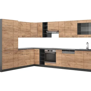 Hoekkeuken eik goud/antraciet 347x60x81.6 fame-line Hoekkeuken eik goud/antraciet 347x60x81.6 fame-line