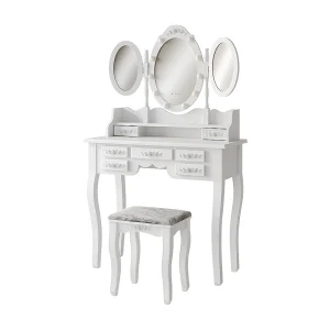 Kaptafel set met kruk wit 90x40x147 diana Kaptafel set met kruk wit 90x40x147 diana