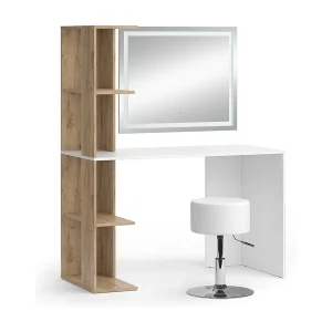 Kaptafel set met kruk wit/sonoma 122.2×55.2×75.8 tower Kaptafel set met kruk wit/sonoma 122.2×55.2×75.8 tower