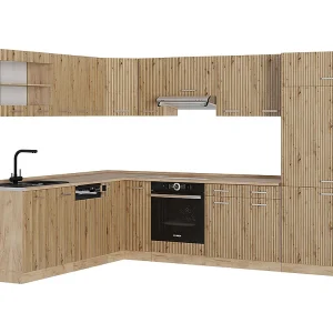 Hoekkeuken artisanaal eiken/goudkraft eiken 287x60x81.6 r-line