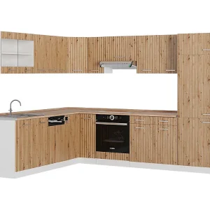 Hoekkeuken artisanaal eiken/wit 287x60x81.6 r-line