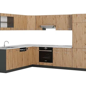 Hoekkeuken artisanaal eiken/antraciet 287x60x81.6 r-line