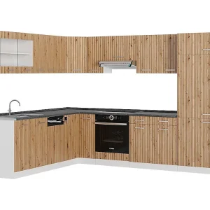 Hoekkeuken artisanaal eiken/wit 287x60x81.6 r-line