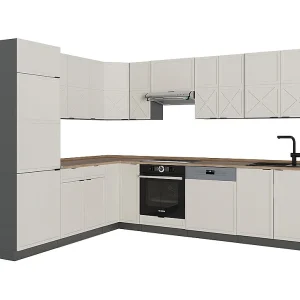 Hoekkeuken grijs/beige/antraciet 287x60x81.6 fame-line Hoekkeuken grijs/beige/antraciet 287x60x81.6 fame-line