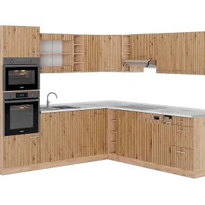 Hoekkeuken artisanaal eiken/goudkraft eiken 247x60x81.6 r-line