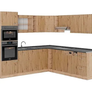 Hoekkeuken artisanaal eiken/goudkraft eiken 247x60x81.6 r-line