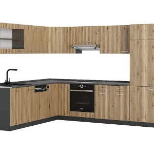 Hoekkeuken artisanaal eiken/antraciet 287x60x81.6 r-line