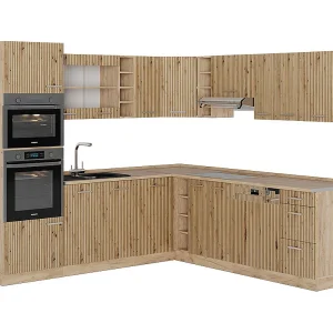 Hoekkeuken artisanaal eiken/goudkraft eiken 247x60x81.6 r-line