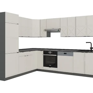Hoekkeuken grijs/beige/antraciet 287x60x81.6 fame-line Hoekkeuken grijs/beige/antraciet 287x60x81.6 fame-line