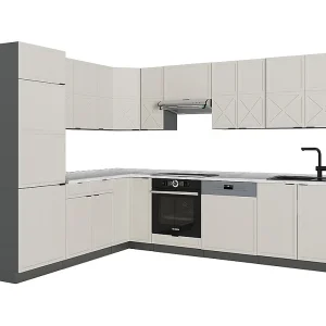 Hoekkeuken grijs/beige/antraciet 287x60x81.6 fame-line Hoekkeuken grijs/beige/antraciet 287x60x81.6 fame-line