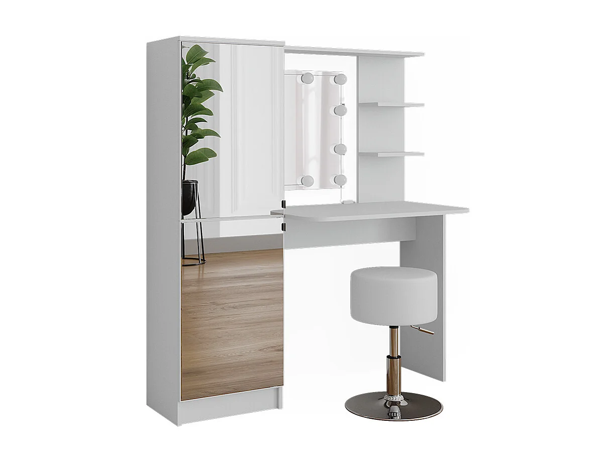 Kaptafel set met kruk wit 123x33x141.2