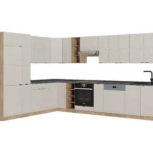 Hoekkeuken grijs/beige/gouden eik 347x60x81.6 fame-line Hoekkeuken grijs/beige/gouden eik 347x60x81.6 fame-line