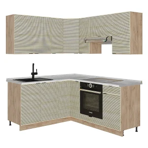 Hoekkeuken eiken paneel/goudkraft eik 190x60x81.6 fame-line