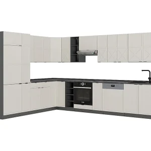 Hoekkeuken grijs/beige/antraciet 347x60x81.6 fame-line Hoekkeuken grijs/beige/antraciet 347x60x81.6 fame-line