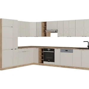 Hoekkeuken grijs/beige/gouden eik 347x60x81.6 fame-line Hoekkeuken grijs/beige/gouden eik 347x60x81.6 fame-line