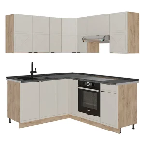 Hoekkeuken grijs/beige/gouden eik 190x60x81.6 fame-line Hoekkeuken grijs/beige/gouden eik 190x60x81.6 fame-line