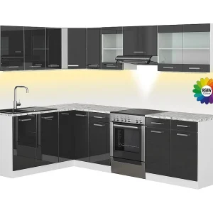 Hoekkeuken antraciet hoogglans/wit 270x60x81.6 rick Hoekkeuken antraciet hoogglans/wit 270x60x81.6 rick